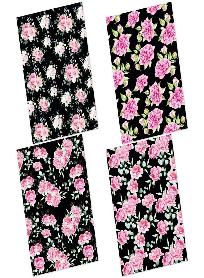 CrafTangles Decoupage Paper Pack - Black Floral Print 2 (A4) - 4 Sheets - Image 1
